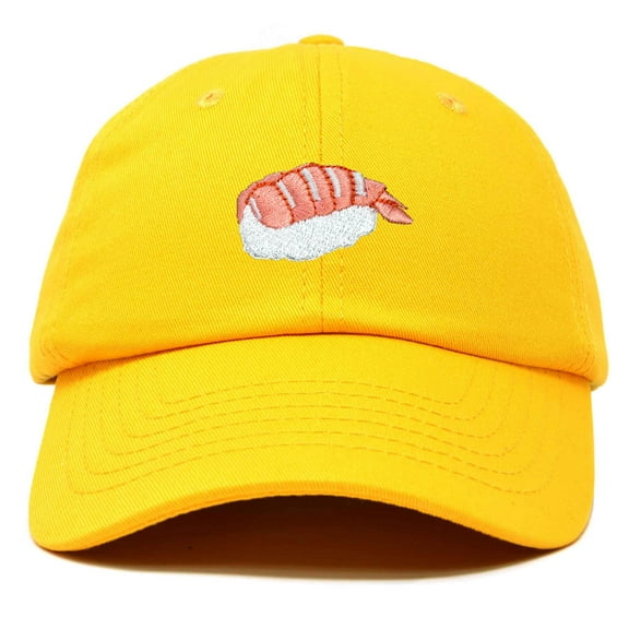 Dalix Shrimp Nigiri Embroidered Sushi Cotton Dad Hat Baseball Cap Adjustable Womens in Gold