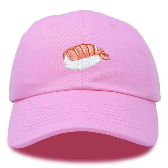 Dalix Shrimp Nigiri Embroidered Sushi Cotton Dad Hat Baseball Cap Adjustable Womens in Light Pink