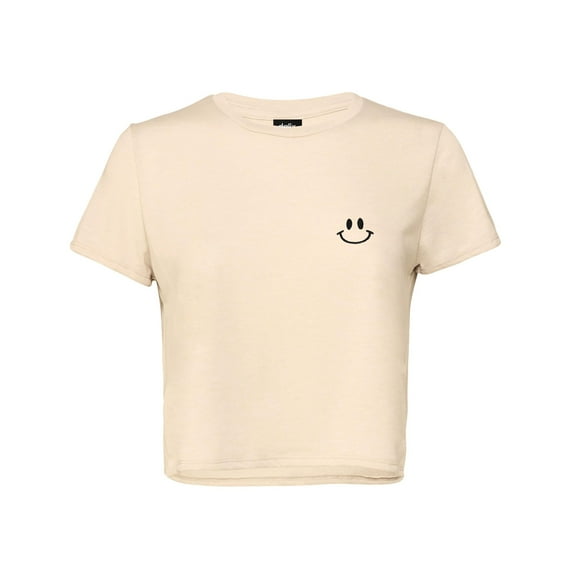 Dalix Smile Face Embroidered Cotton Relaxed Fit Short Sleeve Crewneck Tee Shirt Womens in Heather Dust S Small