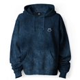 thumbnail image 1 of Dalix Smile Face Embroidered Fleece Hoodie Mineral Wash Long Sleeve Sweatshirt Mens in Navy Blue L Large, 1 of 5