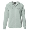 thumbnail image 1 of Dalix Smile Face Embroidered Fleece Zip Washed Hoodie Cold Fall Winter Women in Sage XL X-Large, 1 of 5