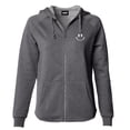 thumbnail image 1 of Dalix Smile Face Embroidered Fleece Zip Washed Hoodie Cold Fall Winter Women in Shadow L Large, 1 of 5
