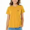 thumbnail image 1 of Dalix Smile Face Embroidered Soft Cotton Short Sleeve T Shirt Womens in Gold L Large, 1 of 5