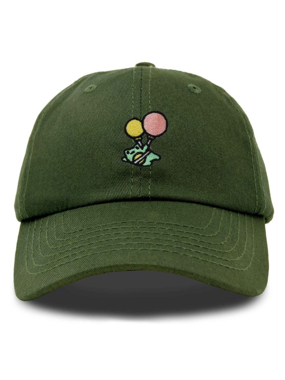 Soaring Frog Embroidered Womens Cotton Dad Hat Baseball Cap Adjustable in Olive