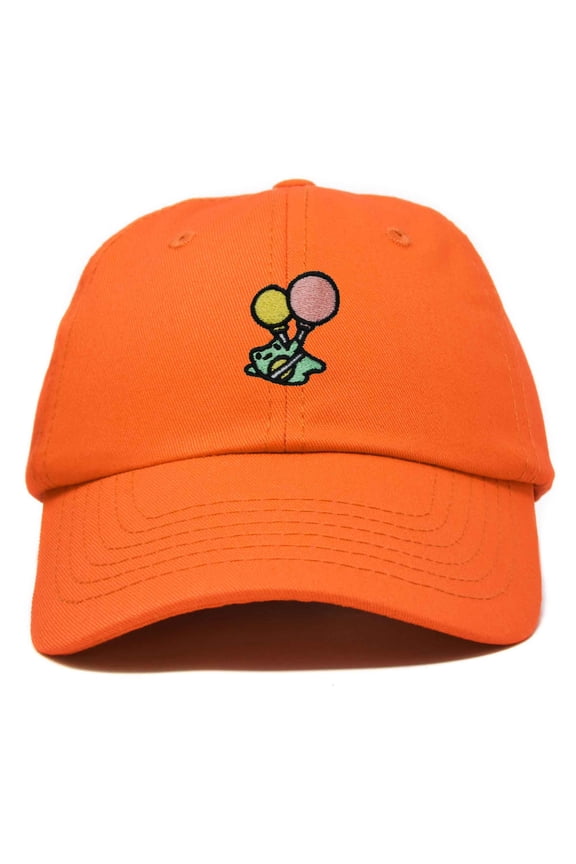 Soaring Frog Embroidered Womens Cotton Dad Hat Baseball Cap Adjustable in Orange