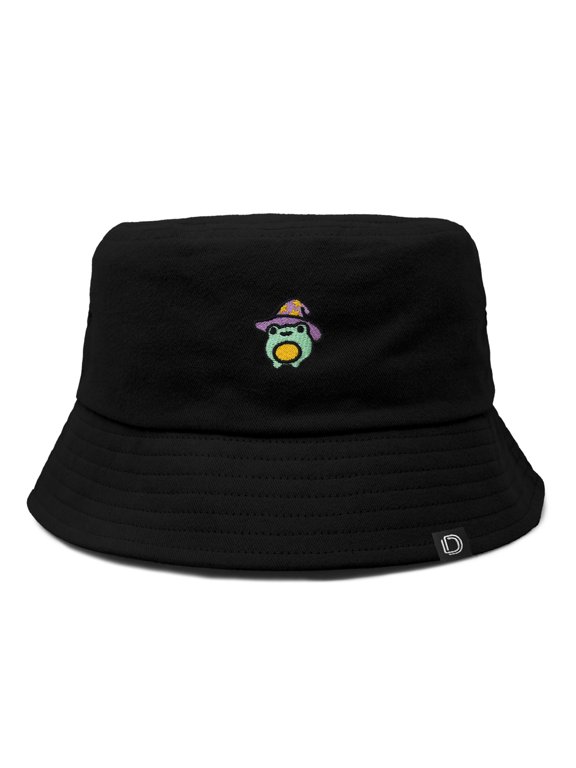 Sorcerer Frog Cotton Bucket Hat Lightweight Outdoor Travel Beach Everyday Womens in Black S Small