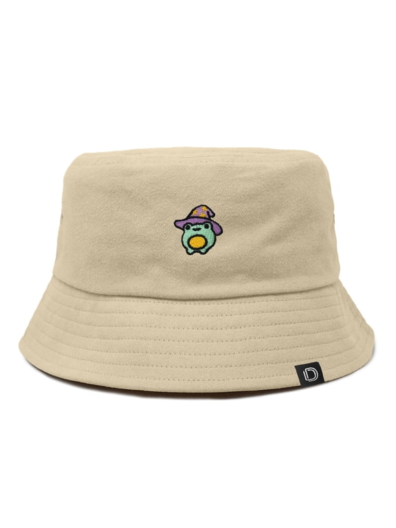 Sorcerer Frog Cotton Bucket Hat Lightweight Outdoor Travel Beach Everyday Womens in Sesame Beige M Medium