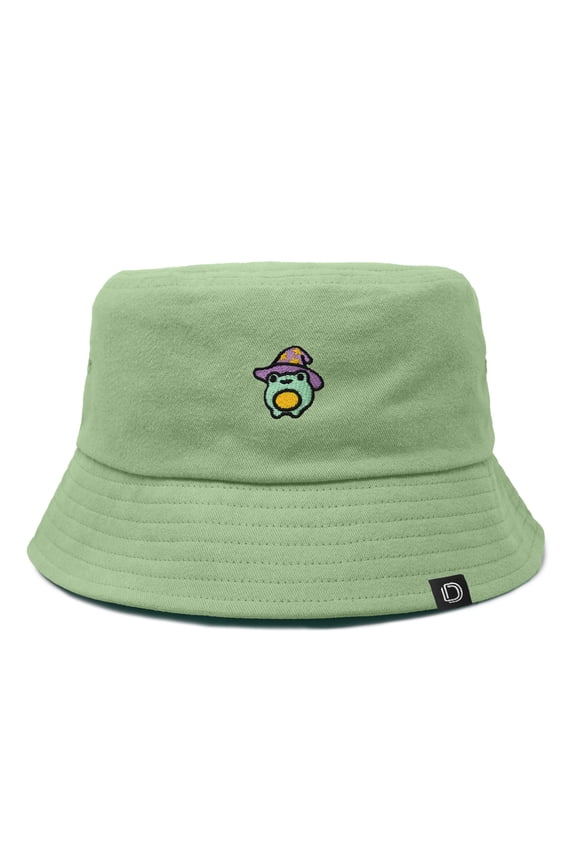Sorcerer Frog Cotton Bucket Hat Lightweight Outdoor Travel Beach Everyday Womens in Turf Green L Large