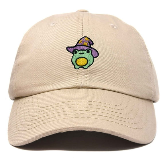 Dalix Sorcerer Frog Embroidered Cap Cotton Baseball Cute Cool Dad Hat Womens in Khaki