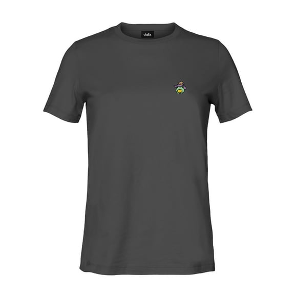 Dalix Sorcerer Frog Embroidered Cotton Relaxed Short Sleeve Tee T Shirt Womens in Asphalt XL X-Large