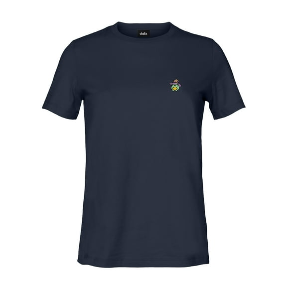 Dalix Sorcerer Frog Embroidered Cotton Relaxed Short Sleeve Tee T Shirt Womens in Navy Blue S Small