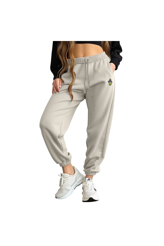 Sorcerer Frog Embroidered Jogger Pant Soft Fleece Relaxed Fit Lounge Womens in Bone 2XL XX-Large