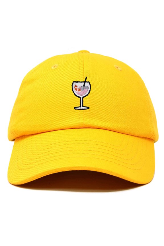 Spritz Cocktail Embroidered Cap Cotton Baseball Cute Cool Dad Hat Womens in Gold