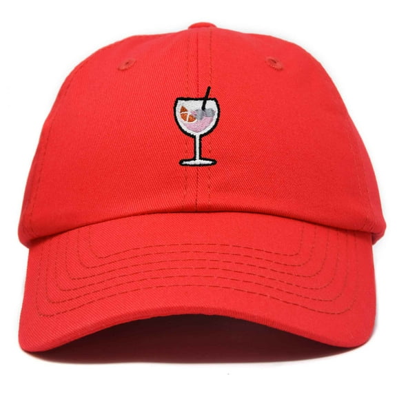 Dalix Spritz Cocktail Embroidered Cap Cotton Baseball Cute Cool Dad Hat Womens in Red