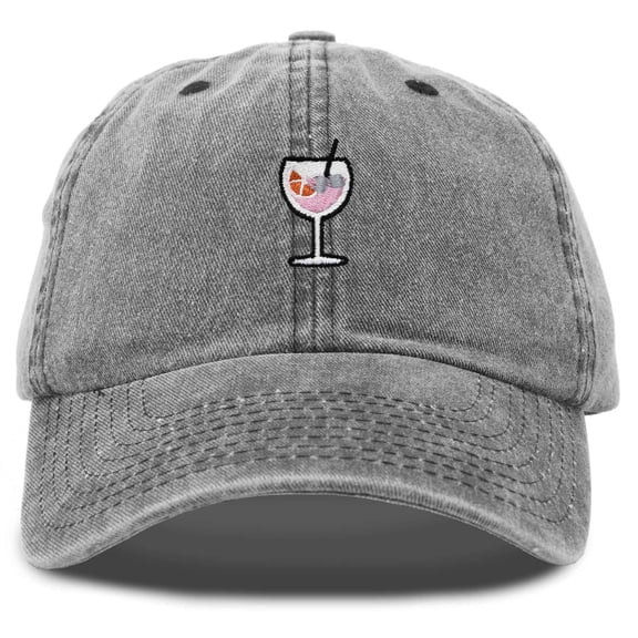 Dalix Spritz Cocktail Embroidered Cap Cotton Baseball Cute Cool Dad Hat Womens in Washed Black