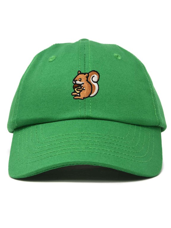 Squirrel Embroidered Cotton Dad Hat Casual Adjustable Baseball Cap for Nature and Animal Lovers Womens in Kelly Green