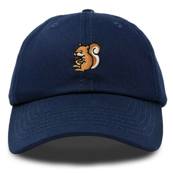 Dalix Squirrel Embroidered Cotton Dad Hat Casual Adjustable Baseball Cap for Nature and Animal Lovers Womens in Navy Blue