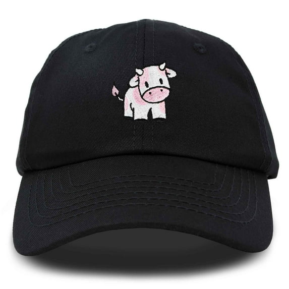 Dalix Strawberry Cow Embroidered Womens Cotton Dad Hat Baseball Cap in Black