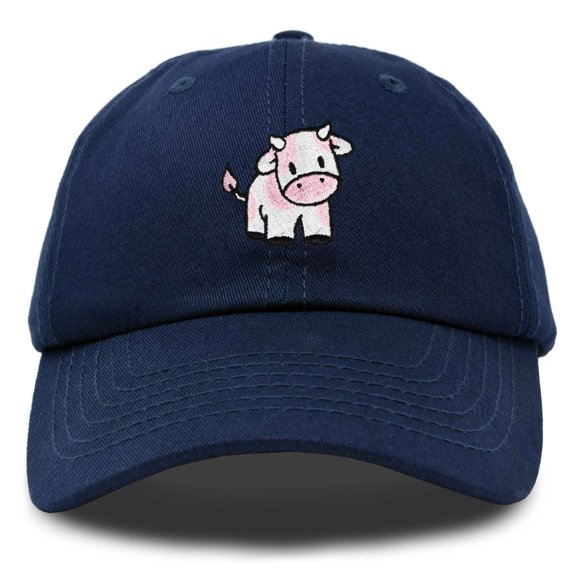 Dalix Strawberry Cow Embroidered Womens Cotton Dad Hat Baseball Cap in Navy Blue