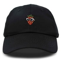 Dalix Strawberry Embroidered Cap Cotton Baseball Summer Cool Dad Hat Womens in Black