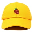 thumbnail image 1 of Dalix Strawberry Embroidered Cotton Dad Hat Fruit Adjustable Casual Baseball Cap Nature Womens in Gold, 1 of 5