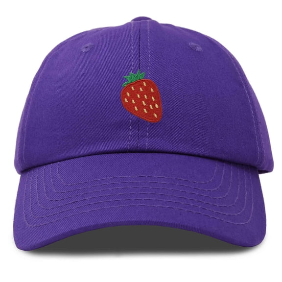 Dalix Strawberry Embroidered Cotton Dad Hat Fruit Adjustable Casual Baseball Cap Nature Womens in Purple