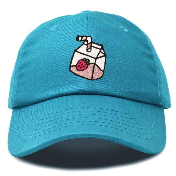 Dalix Strawberry Milk Embroidered Womens Cotton Dad Hat Baseball Cap in Teal