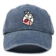 thumbnail image 1 of Dalix Strawberry Milk Embroidered Womens Cotton Dad Hat Baseball Cap in Washed Navy Blue, 1 of 5