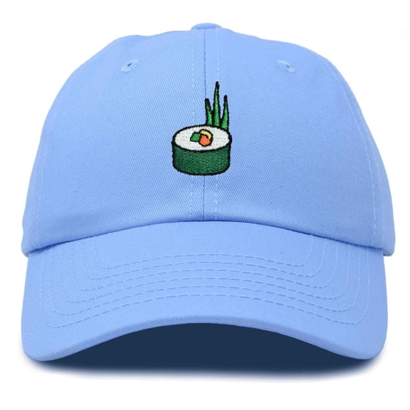 Dalix Sushi Roll Embroidered Maki Cotton Dad Hat Baseball Cap Adjustable Womens in Light Blue