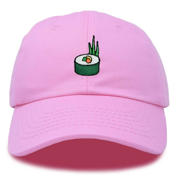 Dalix Sushi Roll Embroidered Maki Cotton Dad Hat Baseball Cap Adjustable Womens in Light Pink