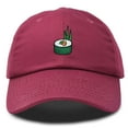 thumbnail image 1 of Dalix Sushi Roll Embroidered Maki Cotton Dad Hat Baseball Cap Adjustable Womens in Maroon, 1 of 5