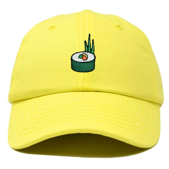 Dalix Sushi Roll Embroidered Maki Cotton Dad Hat Baseball Cap Adjustable Womens in Yellow