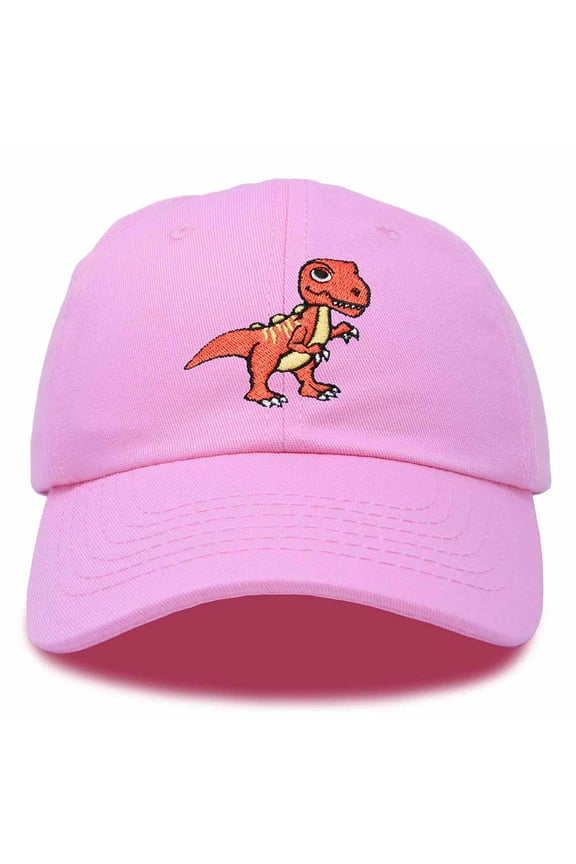T-Rex Embroidered Mens Cotton Dad Hat Baseball Cap in Light Pink