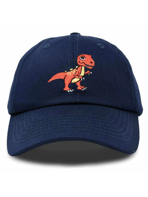 T-Rex Embroidered Mens Cotton Dad Hat Baseball Cap in Navy Blue