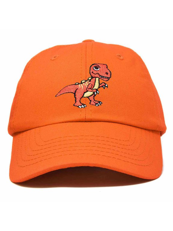 T-Rex Embroidered Mens Cotton Dad Hat Baseball Cap in Orange