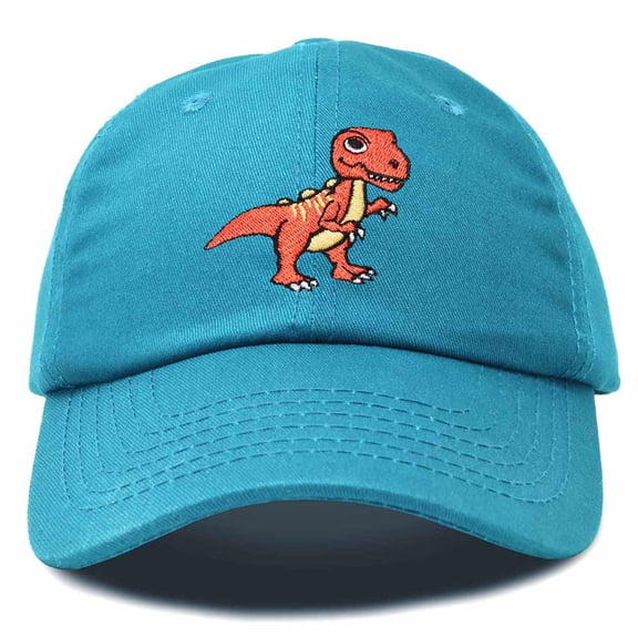 Dalix T-Rex Embroidered Mens Cotton Dad Hat Baseball Cap in Teal