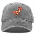 thumbnail image 1 of Dalix T-Rex Embroidered Mens Cotton Dad Hat Baseball Cap in Washed Black, 1 of 5