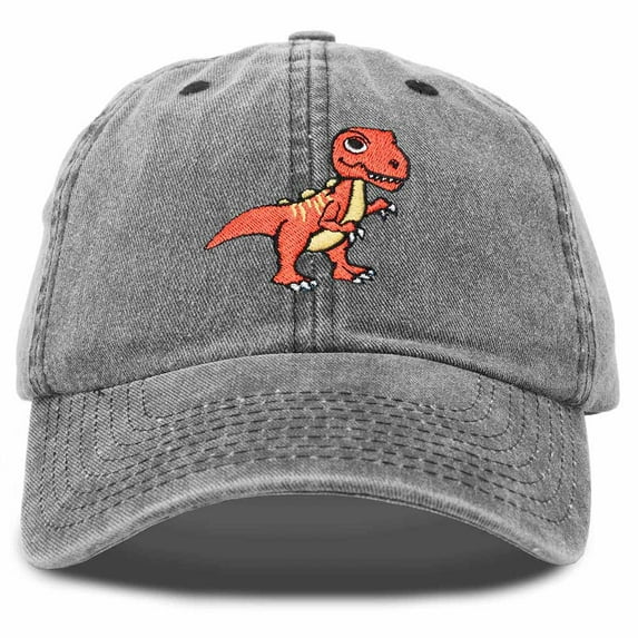 Dalix T-Rex Embroidered Mens Cotton Dad Hat Baseball Cap in Washed Black