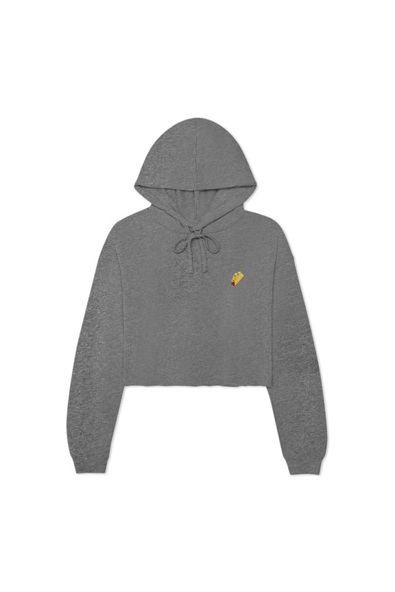 Taco Embroidered Fleece Cropped Hoodie Cold Fall Winter Women in Deep Heather M Medium
