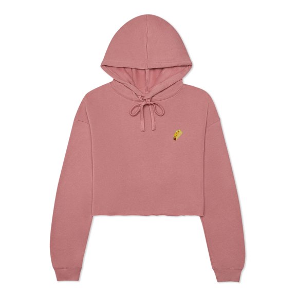 Dalix Taco Embroidered Fleece Cropped Hoodie Cold Fall Winter Women in Mauve 2XL XX-Large