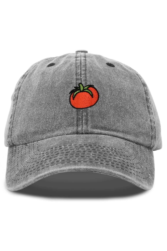 Tomato Embroidered Cap Cotton Baseball Cute Cool Dad Hat Womens in Washed Black