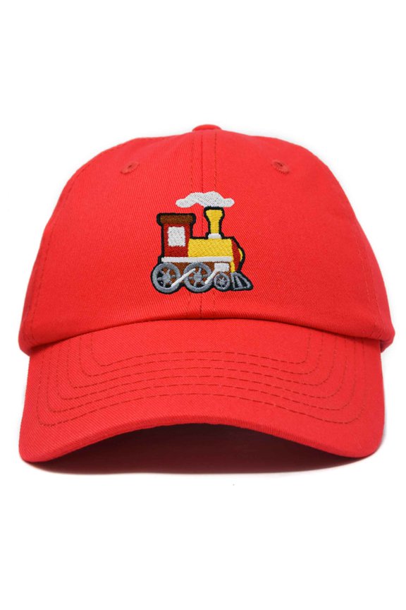 Train Cotton Dad Hat Adjustable Soft Baseball Cap Mens in Red