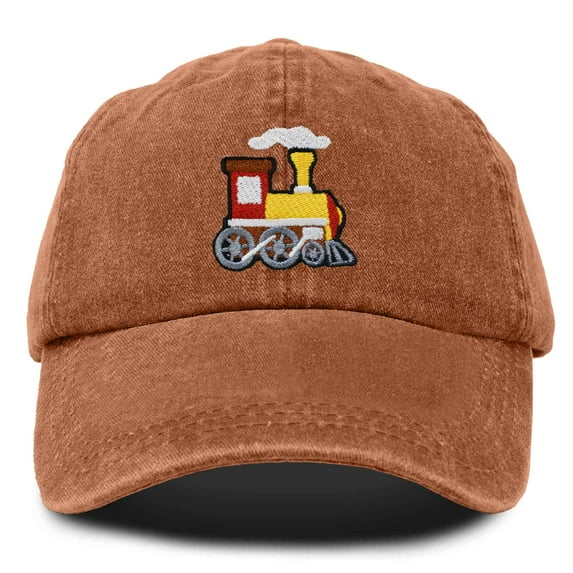 Dalix Train Cotton Dad Hat Adjustable Soft Baseball Cap Mens in Washed Orange