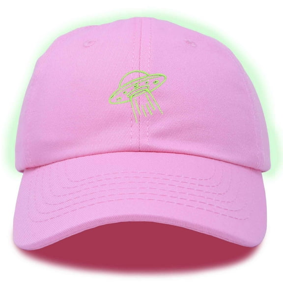 Dalix UFO Embroidered Alien Dad Hat Cotton Baseball Cap Adjustable Mens in Light Pink