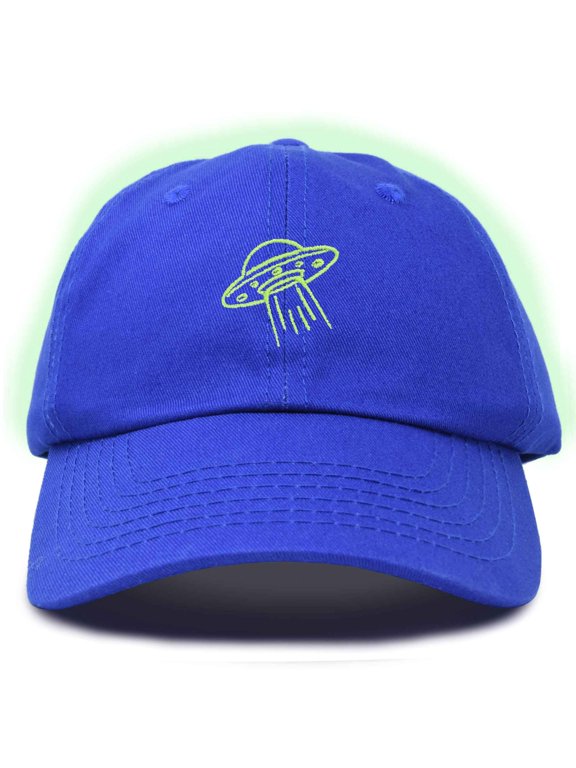 UFO Embroidered Alien Dad Hat Cotton Baseball Cap Adjustable Mens in Royal Blue
