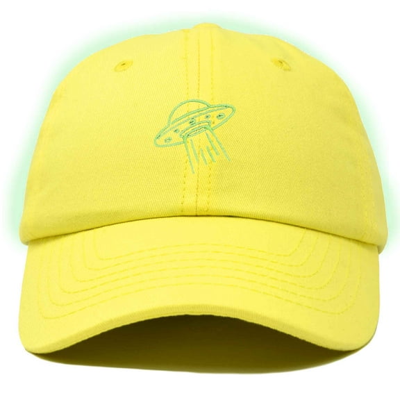 Dalix UFO Embroidered Alien Dad Hat Cotton Baseball Cap Adjustable Mens in Yellow