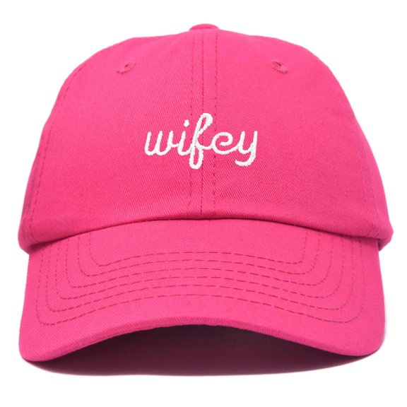 Dalix Wifey Embroidered Cotton Husband Baseball Cap Adjustable Dad Hat Womens in Hot Pink