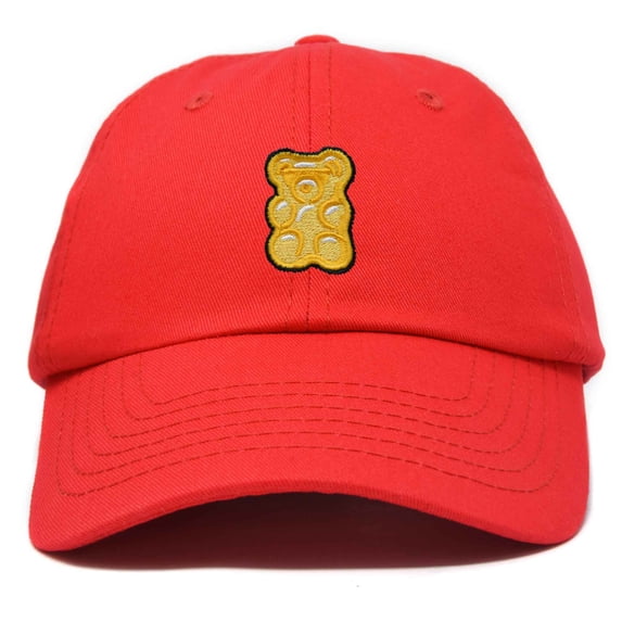 Dalix Yellow Gummy Embroidered Cotton Dad Hat Baseball Cap Adjustable Womens in Red