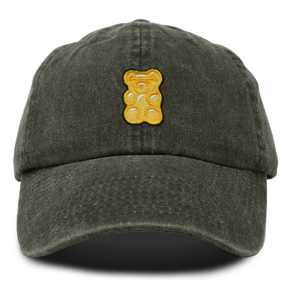 Dalix Yellow Gummy Embroidered Cotton Dad Hat Baseball Cap Adjustable Womens in Washed Gray