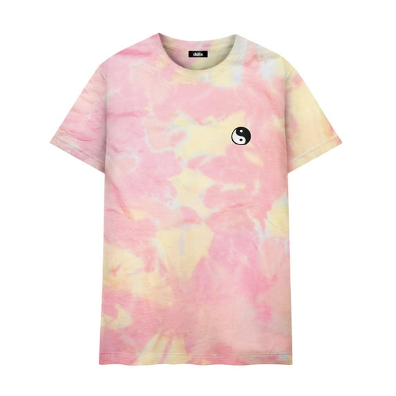 Dalix Yin Yang Embroidered Tie Dye Short Sleeve T-Shirt 3XL Sunset